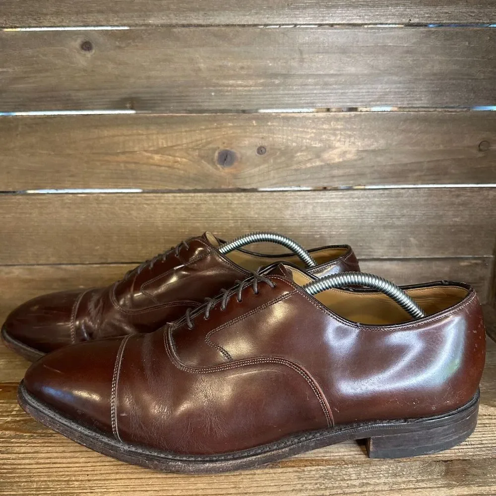Mens Johnston & Murphy Optima‎ Brown Leather Cap Toe Dress Oxfords Size 11.5 D